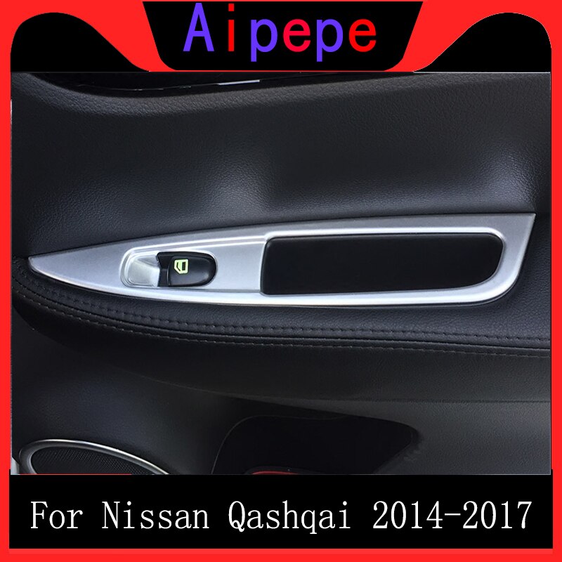 For Nissan Rogue Sport Qashqai J11 Chrome Door Window Armrest Cover Switch Button Panel Trim Frame