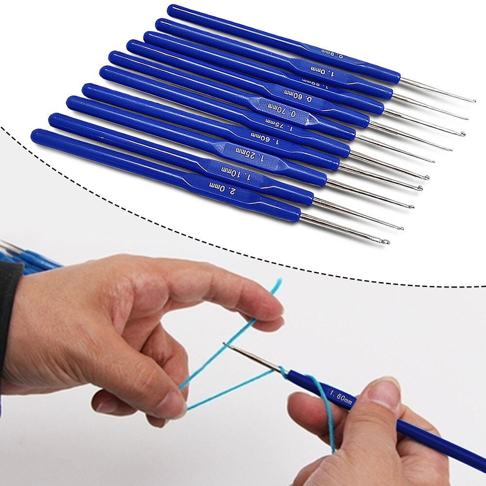 10pcs Sewing Tool Multifunction Crochet Hook Set Portable Ergonomic DIY Craft Long Handle For Beginner Knitting Needle