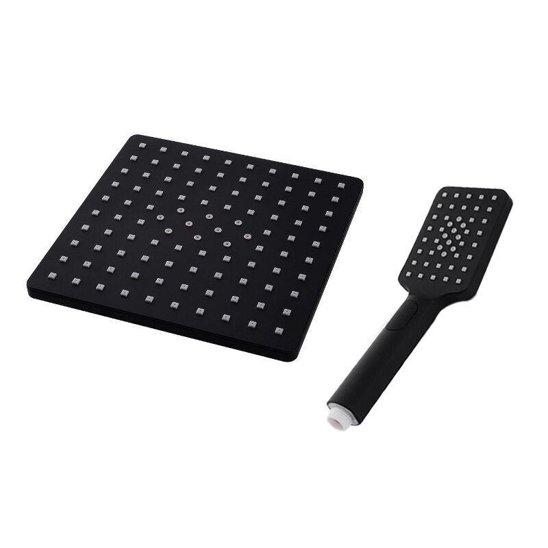 Black Square Rain Shower Head Bath Hand Held Shower Bathroom Adjust Shower Holder Water Saving Handheld 3 Modes Switch Sprayer