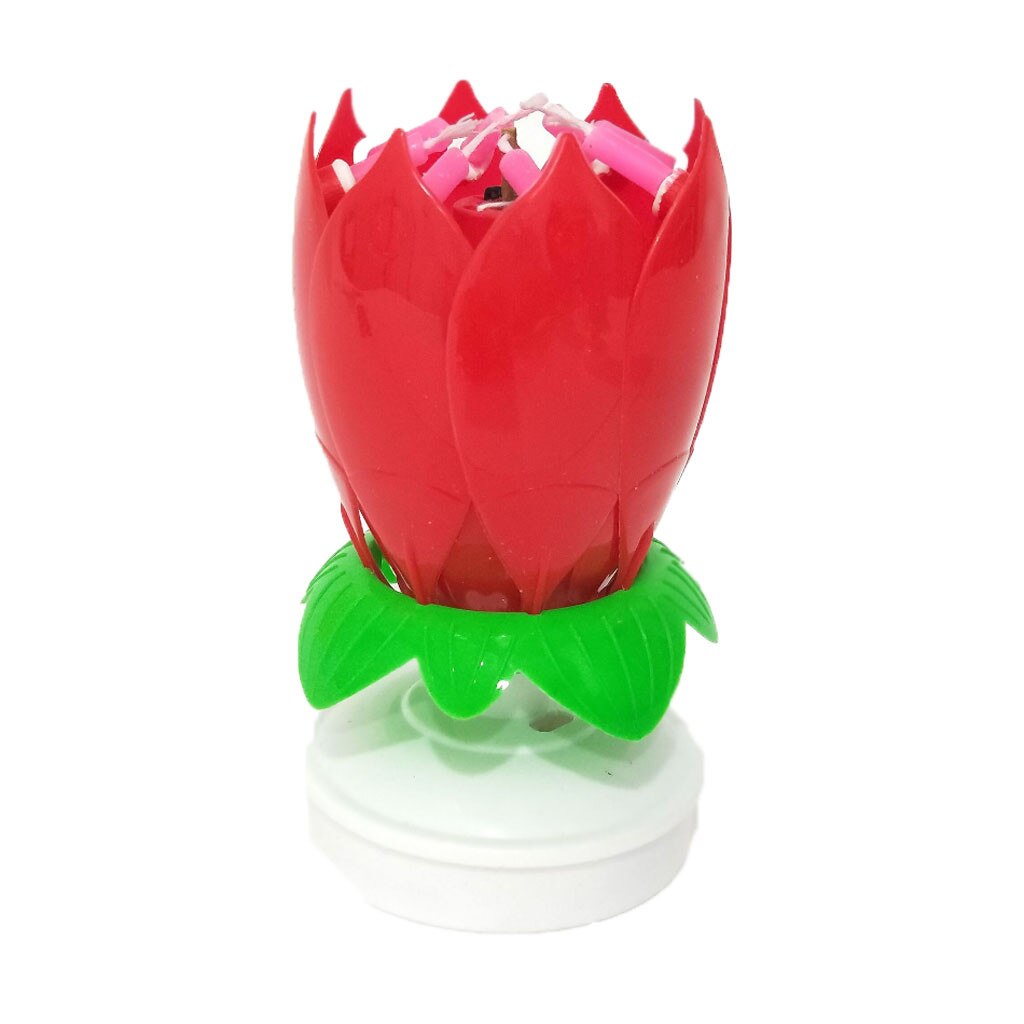 Happy Birthday Cake Candle Light Lotus Flower Music Candles Christmas Festival Wedding Party DIY Cake Decoration Kids