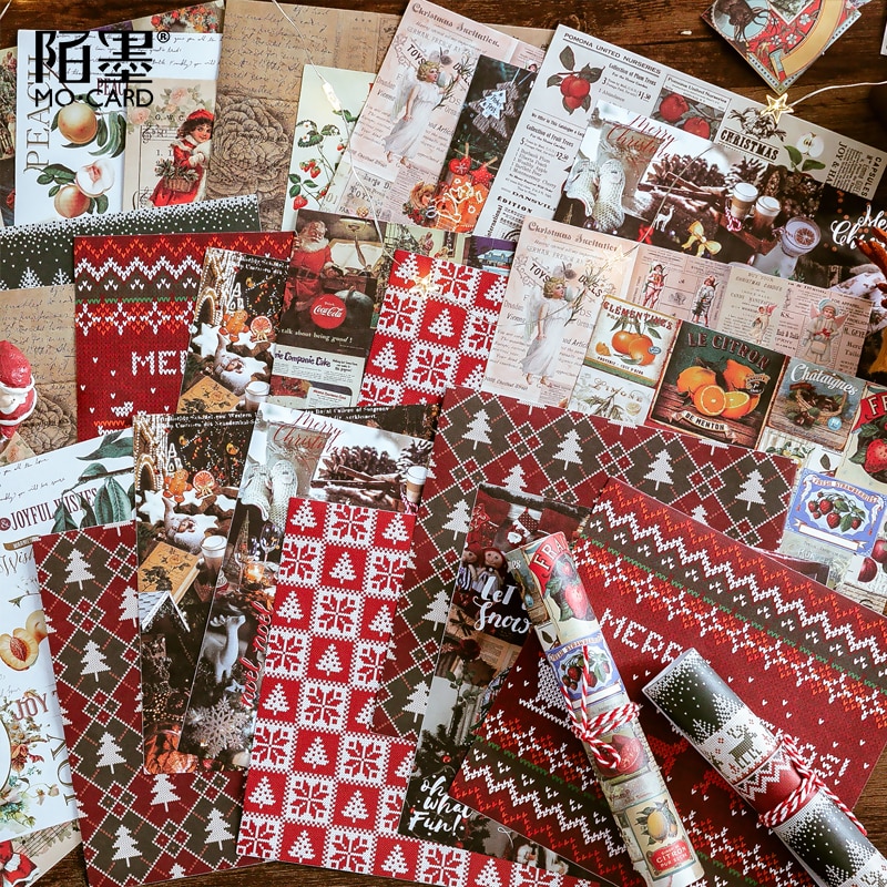 Skog julafton serie bakgrund klistermärken retro dekorativa klistermärken kawaii journal jul klistermärken