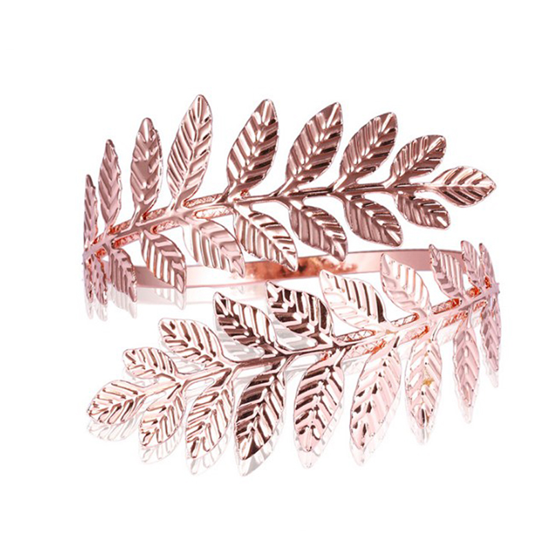Gold Silver Plated Greek Roman Laurel Leaf Bracelet Armband Upper Arm Cuff Armlet Festival Bridal Belly Dance Jewelry: Rhodium Plated