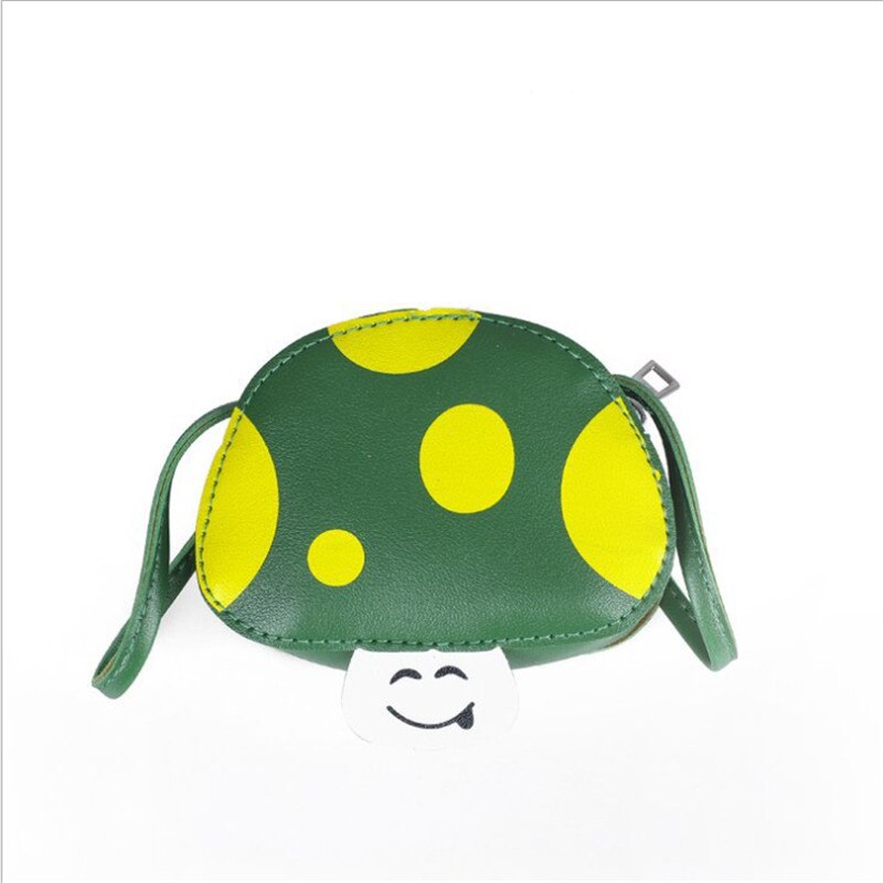 Mini bolso para niños de PU, bolso de hombro para niños, bonito monedero con forma de hongo, monedero para de cumpleaños, Bolso tipo cartera, bolsa de mensajero al por mayor: green