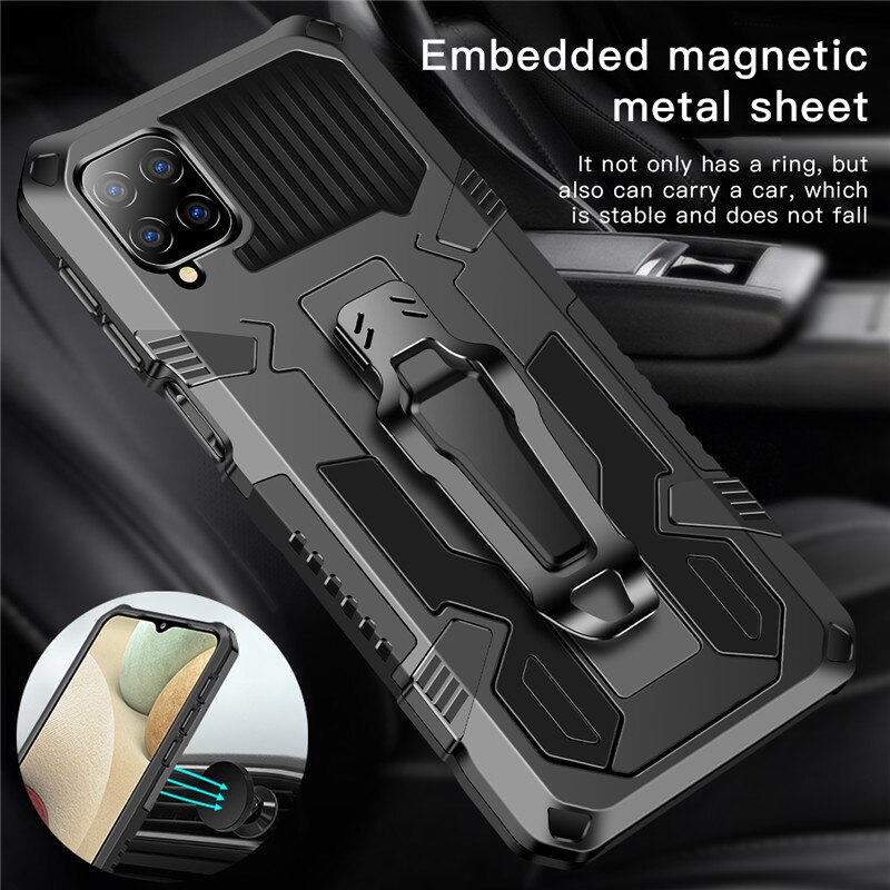 Pancerz etui do Samsung Galaxy A12 Case odporny na wstrząsy stojak uchwyt zaczep na pasek kabura pokrywa dla Samsung Galaxy A12 A 12 12A SM-A125F