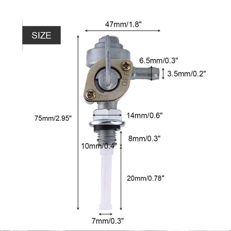 Car Valve Gas Tank Fuel Switch Valve Pump Petcock Oil Tank Tap M10x1.25 Car Fuel Tank Switch