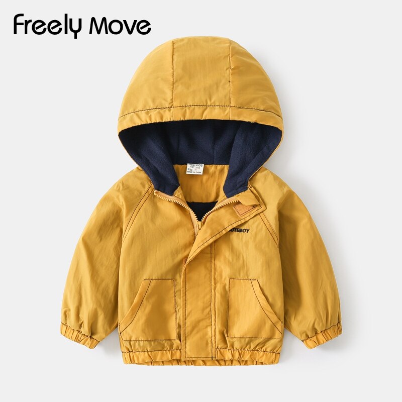 Freely Move Boys Jacket Children's Clothing Spring And Autumn Clothing Girls Soild Hooded Jackets Unisex Casual Outerwear