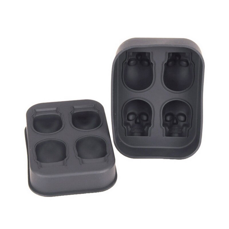 Skull ice mold for Halloween,Skull ice lattice,3D 4 Skeleton Ice Grid 1pcs Halloween Ice Grid Skull ice mold