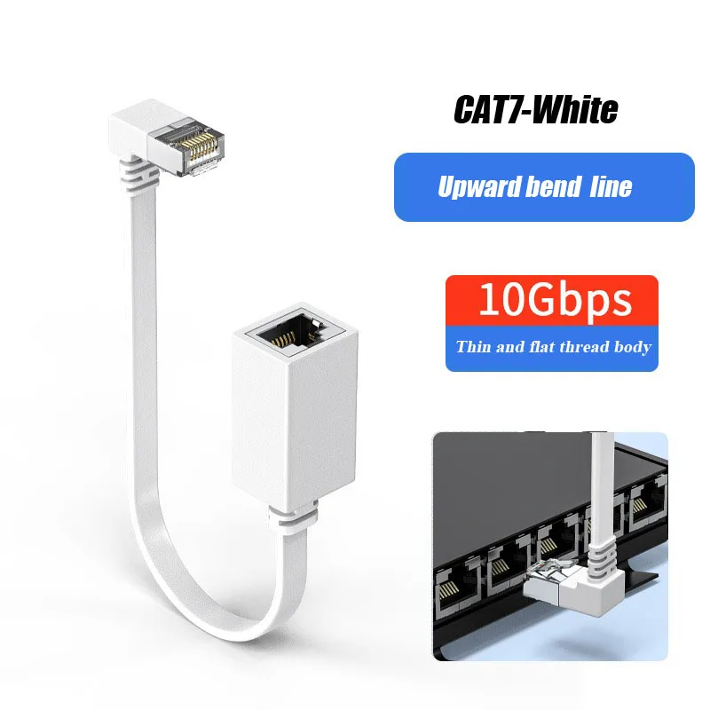 90-stopniowe złącze kabla sieciowego RJ45 Kot7 ultra płaski 10G rj45 Ethernet Przedłużacz kabli Lan robić laptopa router TV skrzynka: Ciemnoszary / 5-9 Sztuk