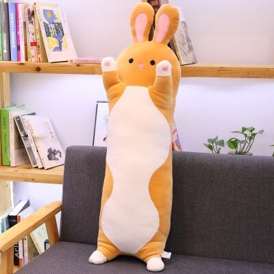 Peluche animaux de dessin animé | Lapin Long et doux, chat chaton jambes, oreiller compagnon de couchage, jouets traversin marron gris 70/90/110cm: Brown bunny / 110cm