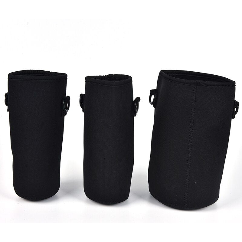 Neoprene Water Pouch Holder Shoulder Strap Black Bottle Carrier Insulat Bag 18oZ/36oZ/64oZ Water Bottle Cover Bag Pouch w/Strap
