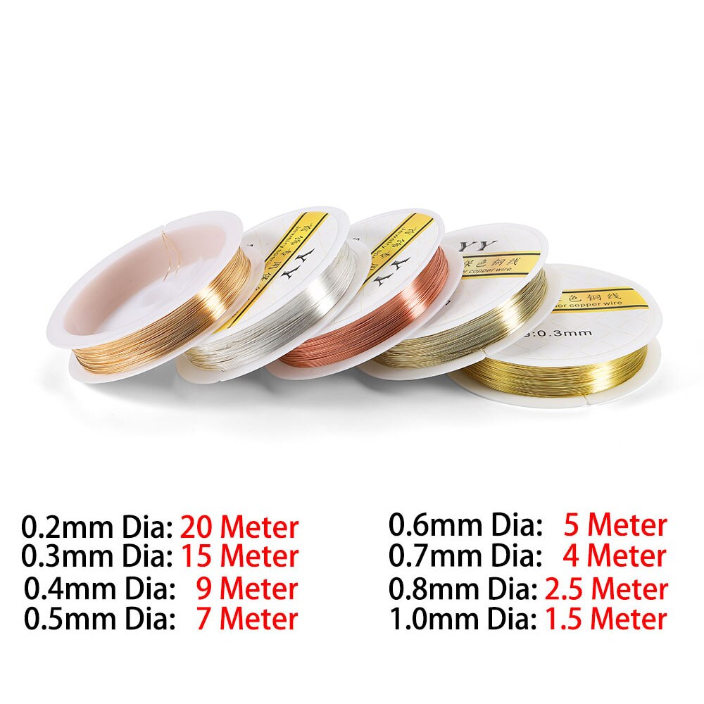 1 rolle Gold Farbe Kupfer Draht 0,2/0,3/0,4/0,5/0,6/0,7/0,8/1,0mm Perlen Schnur DIY für Schmuck Machen Zubehör