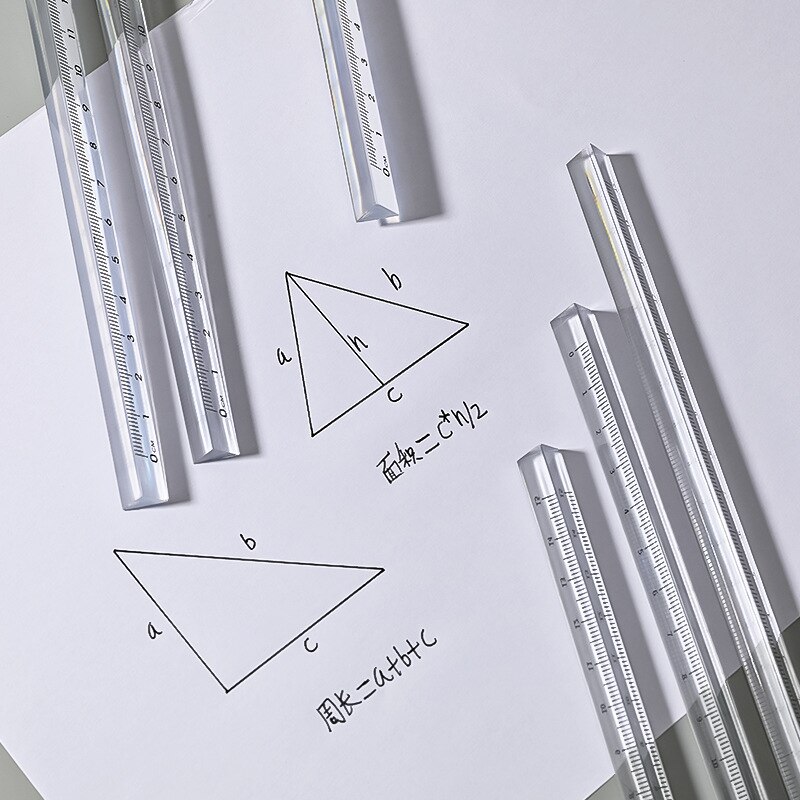 Simple Transparent Triangular Ruler 15cm 20cm Office School Measure 3D Ruler Measuring Cute Rulers School Papeleria