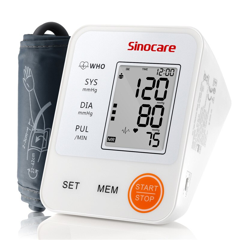 Sinocare-tensiómetro Digital automático para la parte superior del brazo, Monitor de presión arterial, máquina de presión arterial, medidor de frecuencia cardíaca, pantalla LCD: BSX556