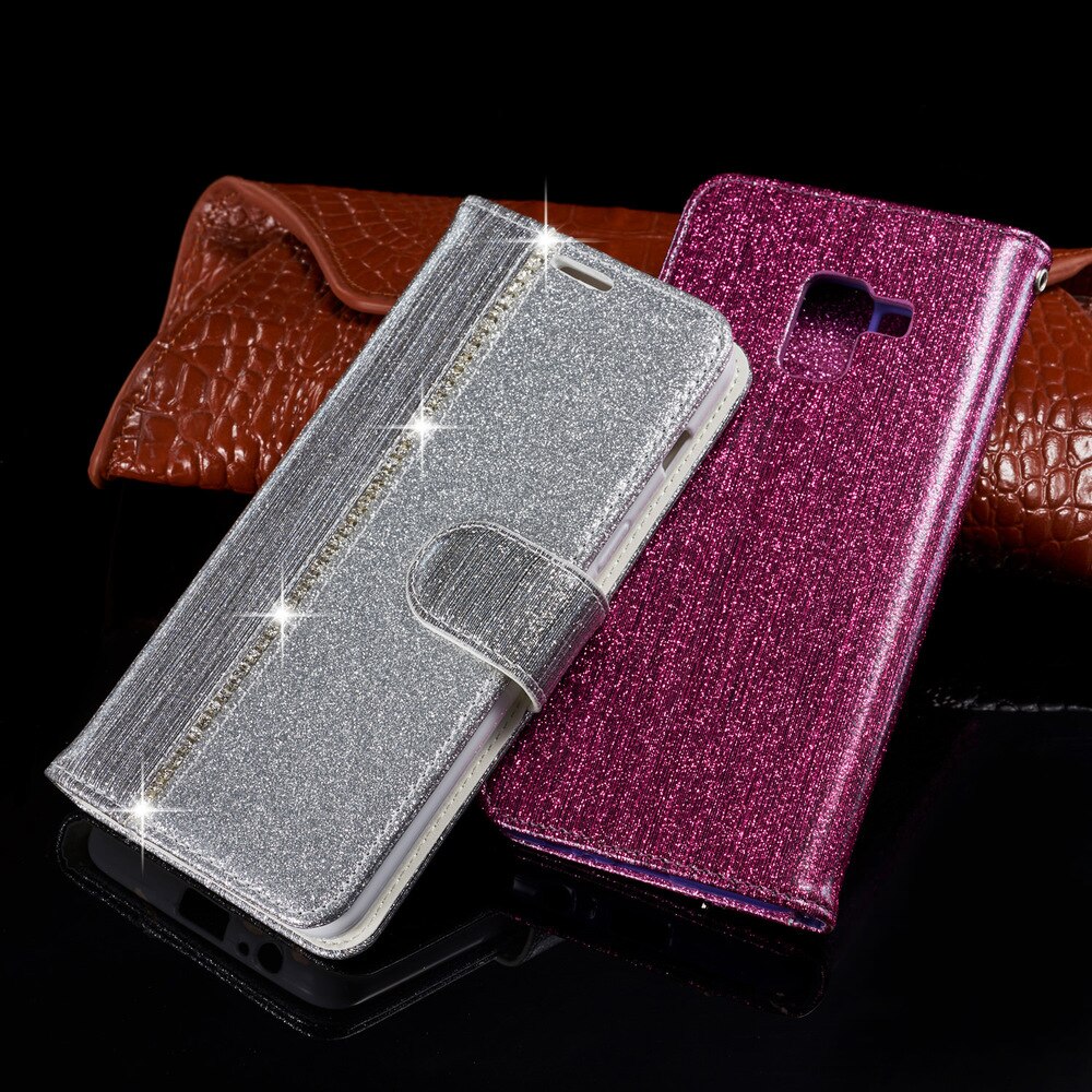 Bling Diamond Flip Case For Samsung Galaxy A8 A7 A750 A6 A3 A5 A520 A320 Leather Wallet Book Glitter Cover Case