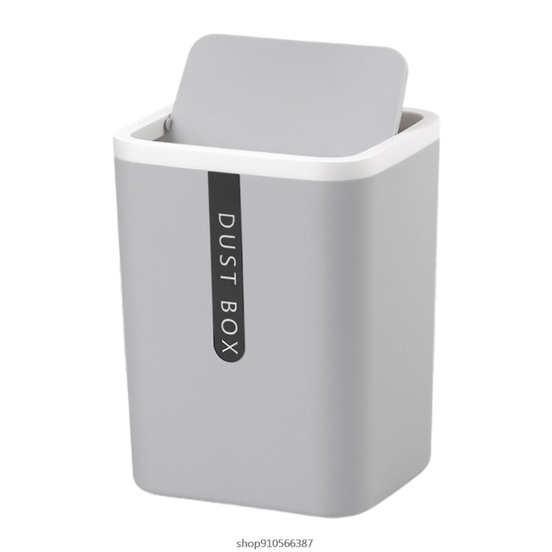 Mini Desktop Trash Can Tabletop Plastic Waste Bin with Lid Countertop Garbage Basket Trashbox Home Office Desk: Gray
