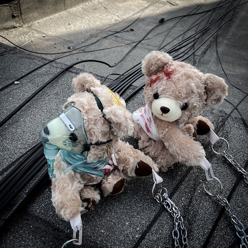 Harajuku streetwear minilaukut naisten olkalaukku rento halloween hautajaiset tumma verinen tuuletin vammainen karhu nukke bundy tyyli