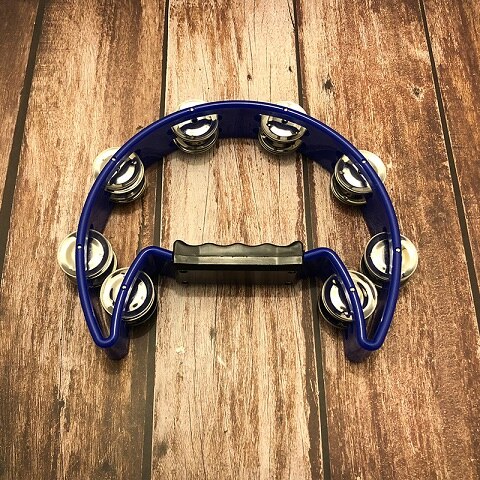 Compact Double Half Moon Music Tambourine Percussion Tamborine Drum Durable Metal Jingles Percussion Instruments 5 Colors: Blue