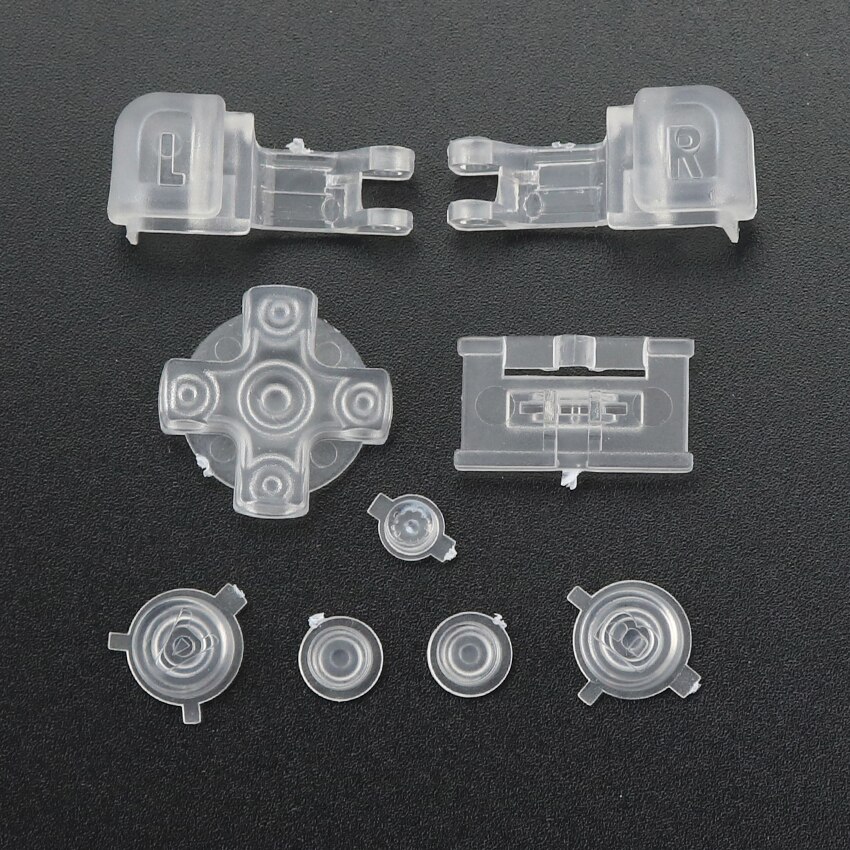 JCD 1 set Multicolore di Plastica Pieno Bottoni Set Per GameBoy Advance SP Power On Off Pulsante per GBA SP R L A B D-Pad Bottoni: M Transparent