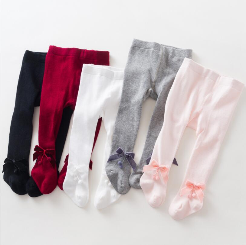 0-24M Kinderen Lente Herfst Fluwelen Strik Panty Katoenen Baby Meisjes Panty Kinderen Gebreide Baby Collant Panty Voor meisjes Sok