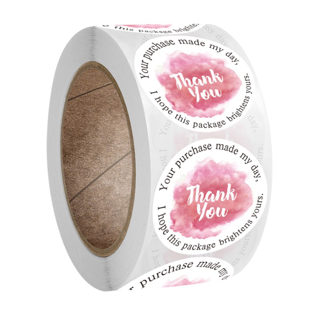 Pink Waterproof Stickers 50-500pcs 1 inch Thank You Sticker Labels Seal Label for Scrapbook Business Stationery Sticker: QY734-500pcs