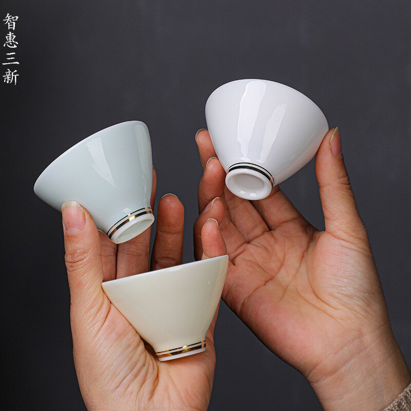 Porcelana blanca de Jade gordo de cordero, taza de té de cerámica Guanhai, juego de té de Kung Fu para el hogar, vajilla de Ceremonia de té,