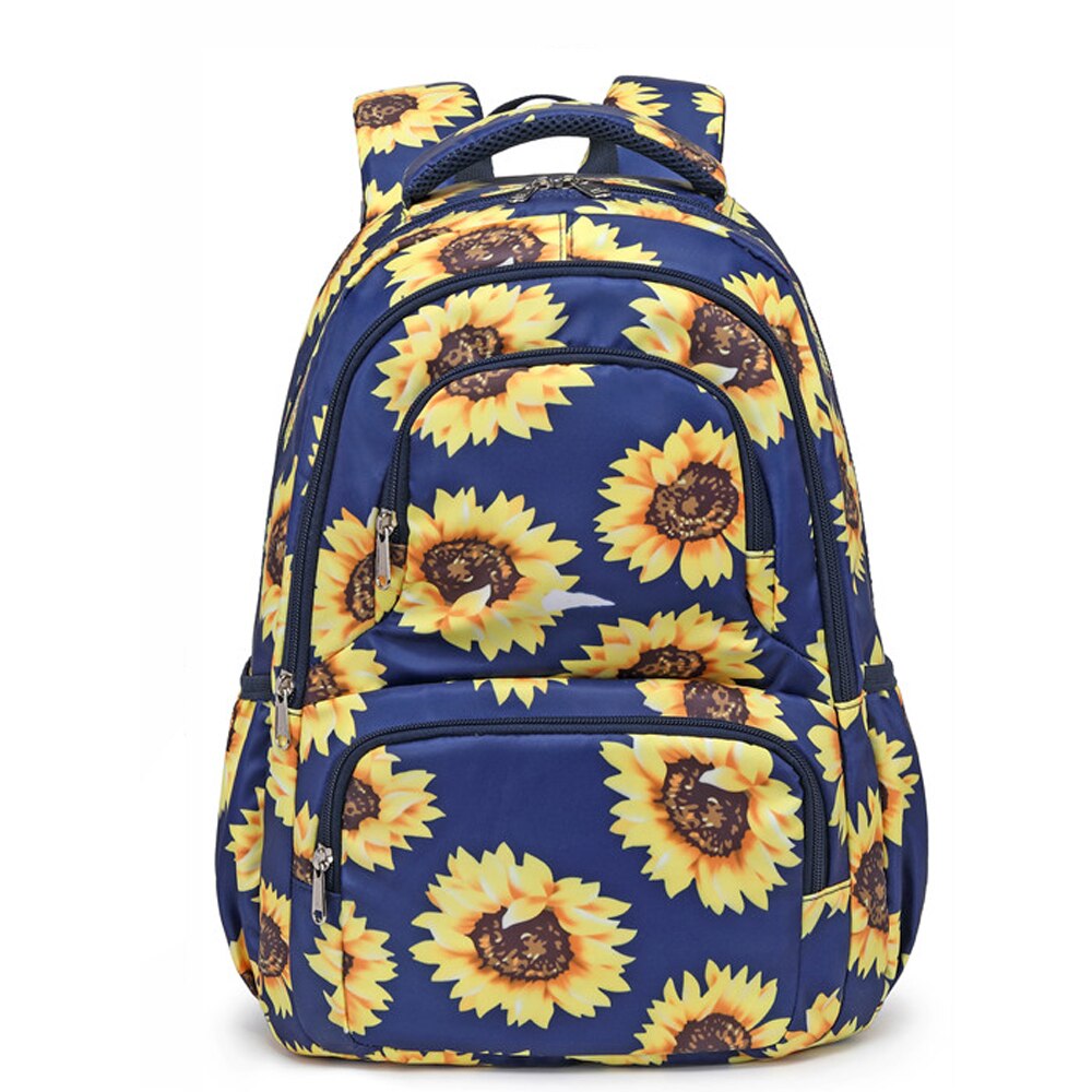 Mochila con estampado de girasol de atinfor, mochilas escolares reflectantes para niñas, mochilas para ordenador portátil, mochila escolar con Floral: Azul