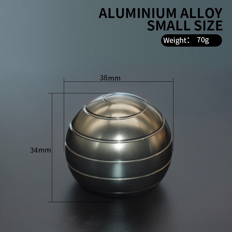 Llusion Vloeiende Bureau Bal Decompressie Speelgoed Aluminium Top Metalen Spinning Toy Kids Kinetische Anti Stress Roterende Gif: Grey
