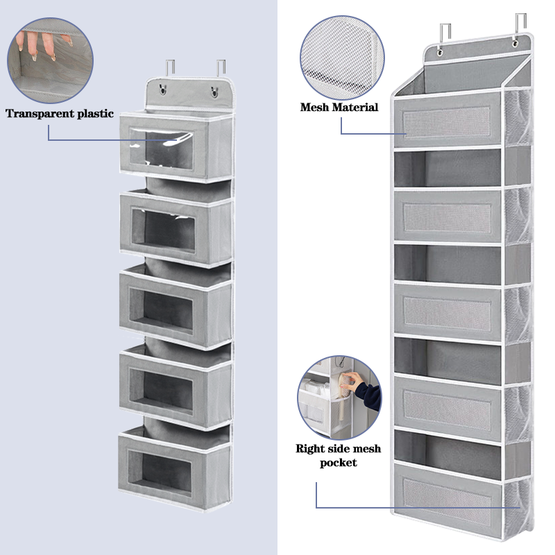 Hanging Bag Door Organiser Over Door Wall Mounted Lingerie Organiser 5 Pockets Home Organiser for Bathroom Bedroom Closet