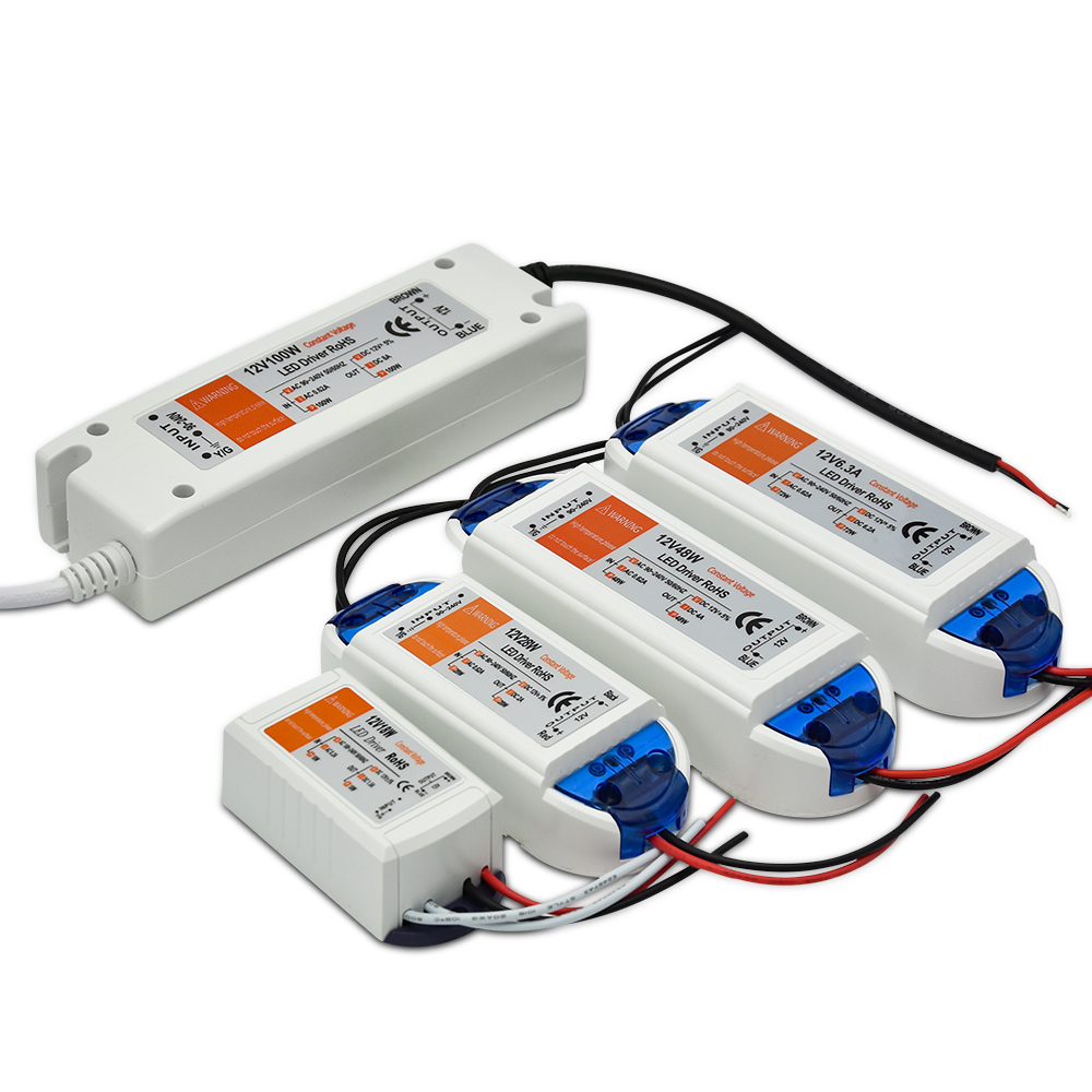 12 Volt Voeding 12V LED Driver 18W 28W 48W 72W 100W AC 110V 220V naar 12V DC Verlichting Transformator Adapter voor LED Strip CCTV