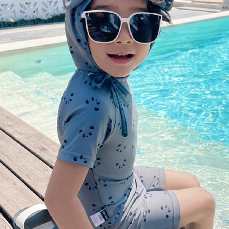 Maillot de bain imprimé Panda pour bébé garçon et fille, ensemble 2 pièces avec bonnet, pour enfant en bas âge de 1 à 7 ans