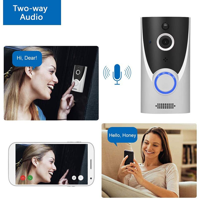Hd Draadloze Wifi Smart Video Intercom Deurbel Camera Visuele Intercom Ip Deurbel Pir Bewegingsdetectie Deurbel Zilver