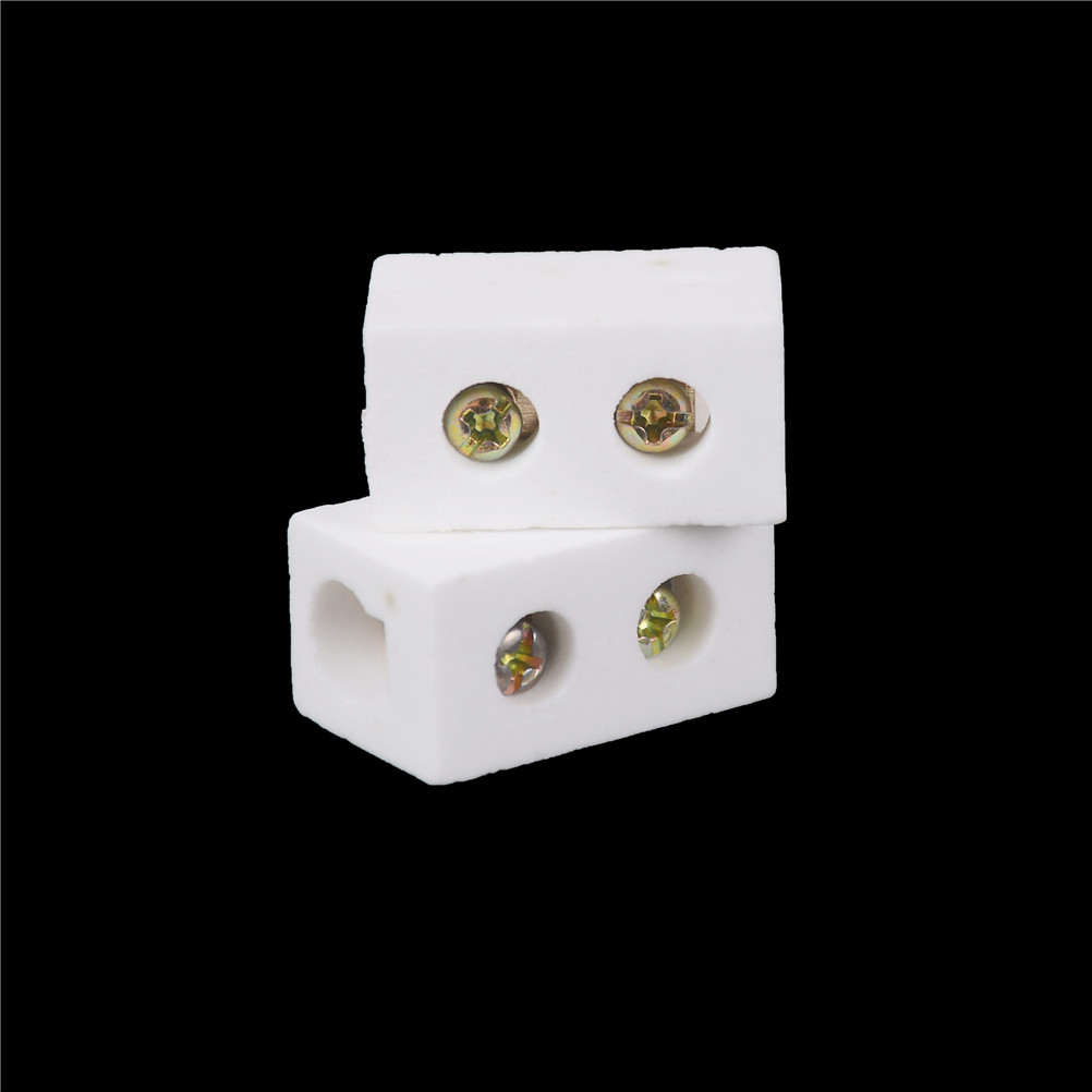 2 Pcs Porcelain Ceramic Terminal Blocks Ceramic Terminal Block 30A 1Way 2 Hole Connector Whosesale