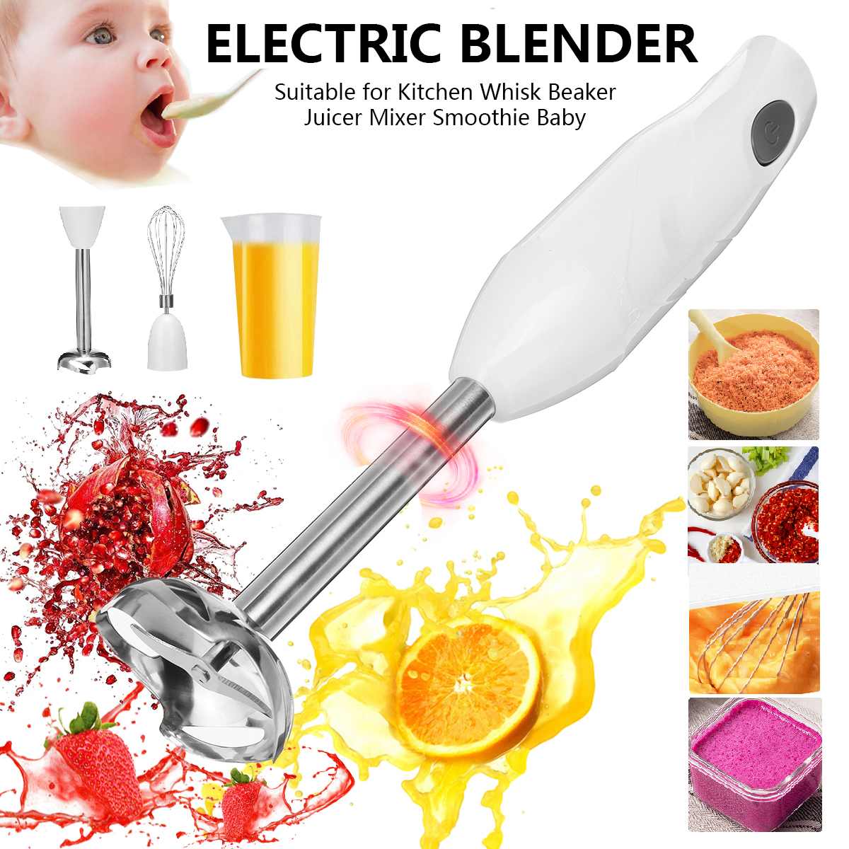 3 In 1 Portable Hand Blender 15000rpmSpeed Electric Blender Fruit Vegetable Nut Juice Smoothie Baby Food Kitchen Mixer Egg Whisk
