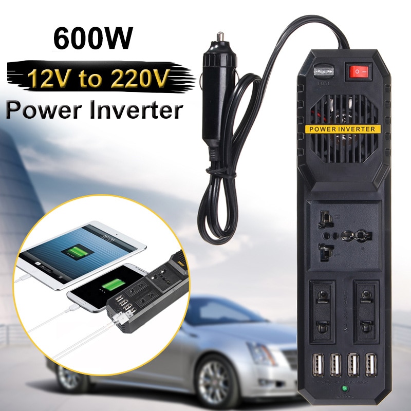 600W Auto Omvormers Auto Power Inverter Dc 12V Naar Ac 220V 4 Usb Lader Poorten Voltage Converter auto Accessoires