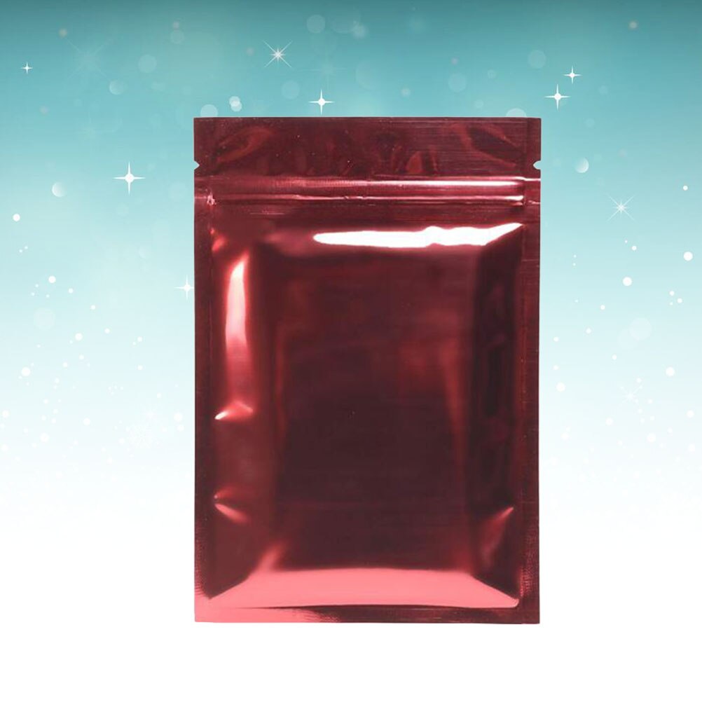 100PCS Aluminum Foil Reusable Food Storage Pouches Packaging Bags Bags for Cookies Snacks Coffee: Red9x13cm