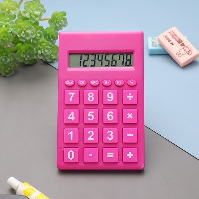 Cartoon Mini Calculator 8 Digits Display Dual Power Supply Cute Candy Color Calculadora Solar Hesap Calculatrice: Pink