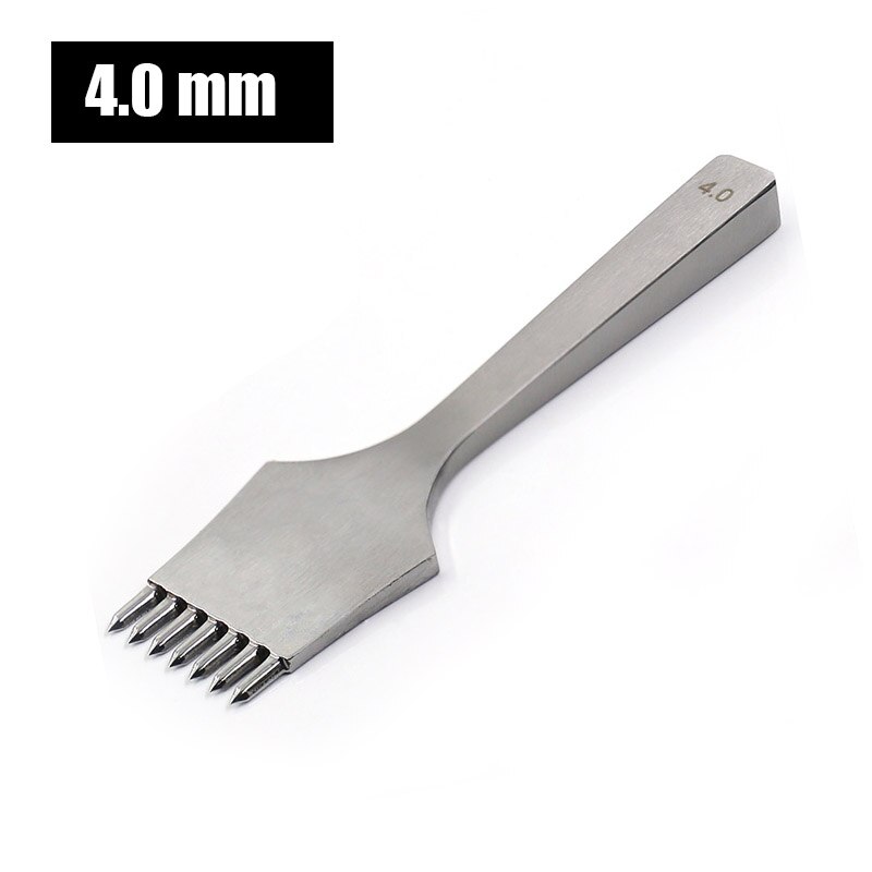 Leather Die-steel Chisel French Style Pricking Sharp Leather Punching Tool Polish-3.0/3.38/3.85mm Stitching Tool: 4.0mm 7prong