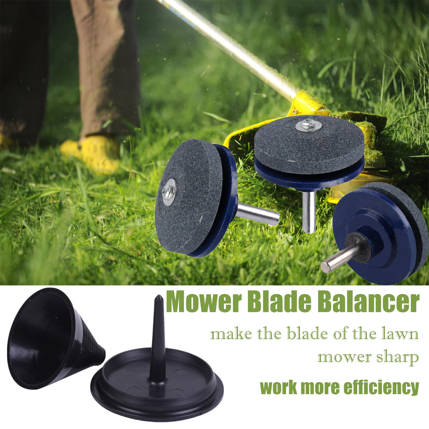 KKMOON Lawn Mower Garden Yard Tools Set Part Mower Blade Balancer Sharpener 4 Lawn Mower Sharpener & 1 Lawn Mower Blade Balancer