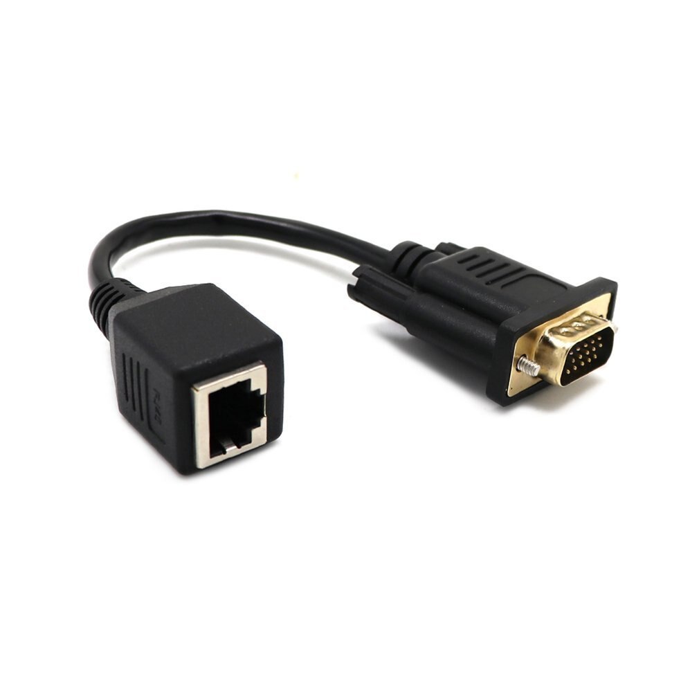 0.15 Meters VGA Extender to Lan Cat5 Cat5e RJ45 Converter Ethernet Adapter Cable Black Male Female Extender Adapter Other(other): male