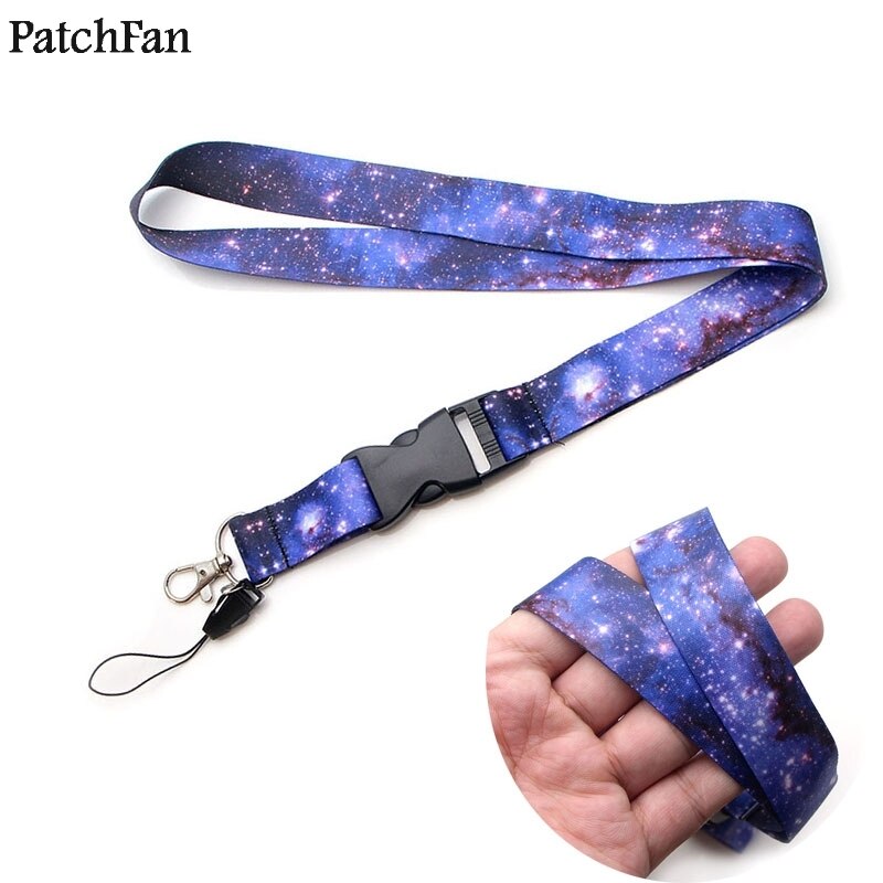 Patchfan Nutural Nebula sterrenhemel sleutelhanger lanyard singels lint neck strap stof para id badge telefoon houders ketting A1161: 1