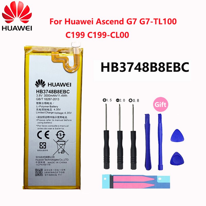 Voor Huawei G7 Batterij HB3748B8EBC 3000Mah Li-Ion Batterij Voor Huawei Ascend G7 G7-TL100 Mobiel