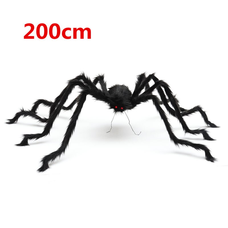 150 Cm Harige Giant Spider Halloween Prop Spookhuis Decor Enorme Spider Web Bat Party Diy Decoratie: Spider 200cm
