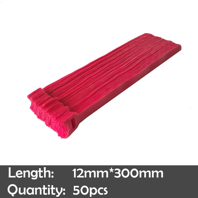 50pz fascette adesive per nastro di fissaggio fascette magiche gancio ad anello bastone bulcker cintura fascio filo linea cavo cinturino: rosso