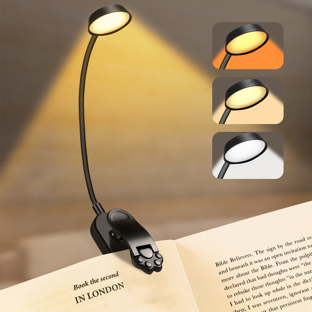 LED Clip op Mini Boeklamp USB Oplaadbare Leeslamp Boek Leeslamp Draagbare Leesboek Licht Slaapkamer Lezen Nachtlampje: Blauw