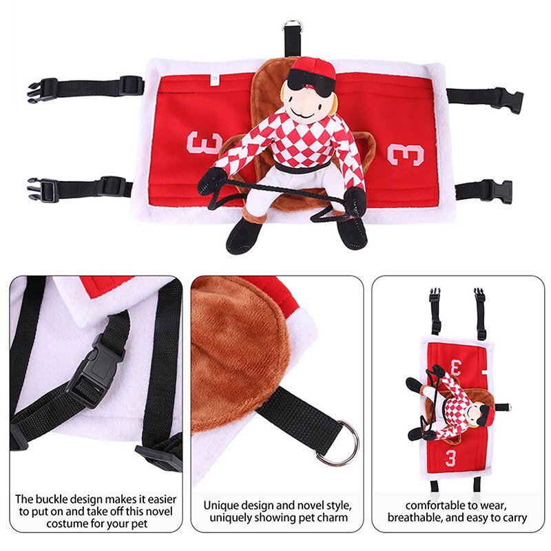 Halloween Funny Pet Dog Clothes Midlee Red Jockey Pet Costume For Dogs Puppy Horseman Jockey Cosplay Costume Pet Supplies