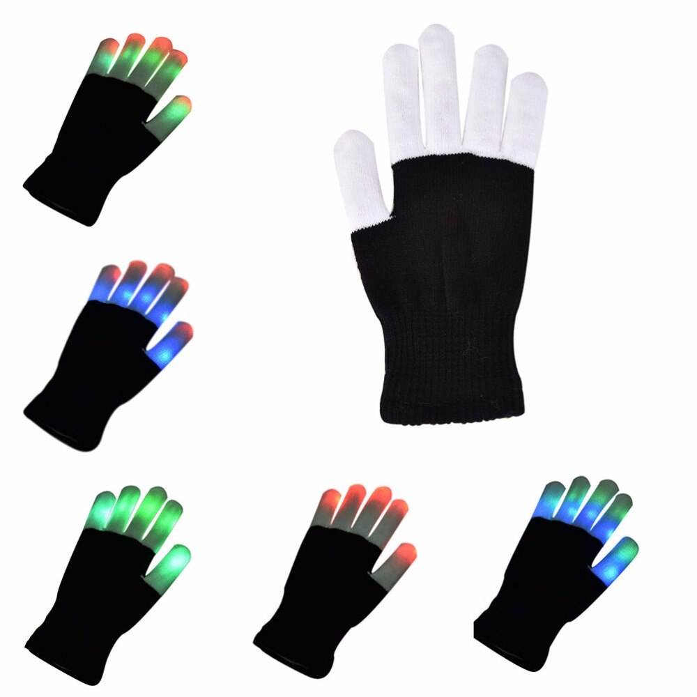 1 Uds. Guantes luminosos negros mágicos suministros para fiestas de Halloween guantes de brillo LED Rave luz parpadeante guantes de iluminación de dedos