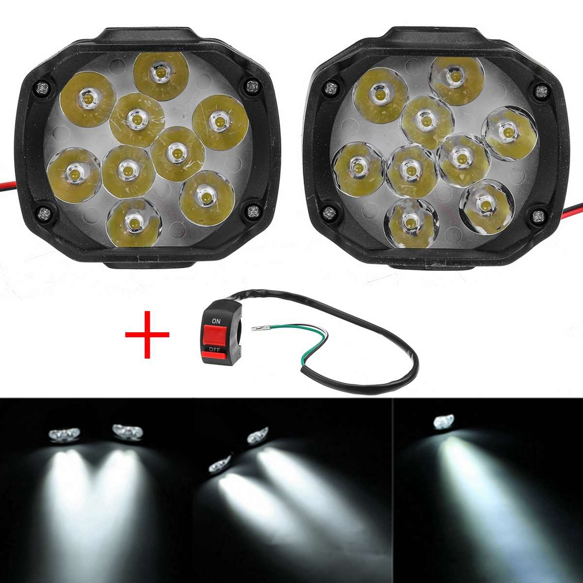 Pari 4/6/9 led 10w sumuvalot ajovalot hakuvalot moottoripyörän ajovalot moottoripyörä ajo sumuvalot+ kytkin