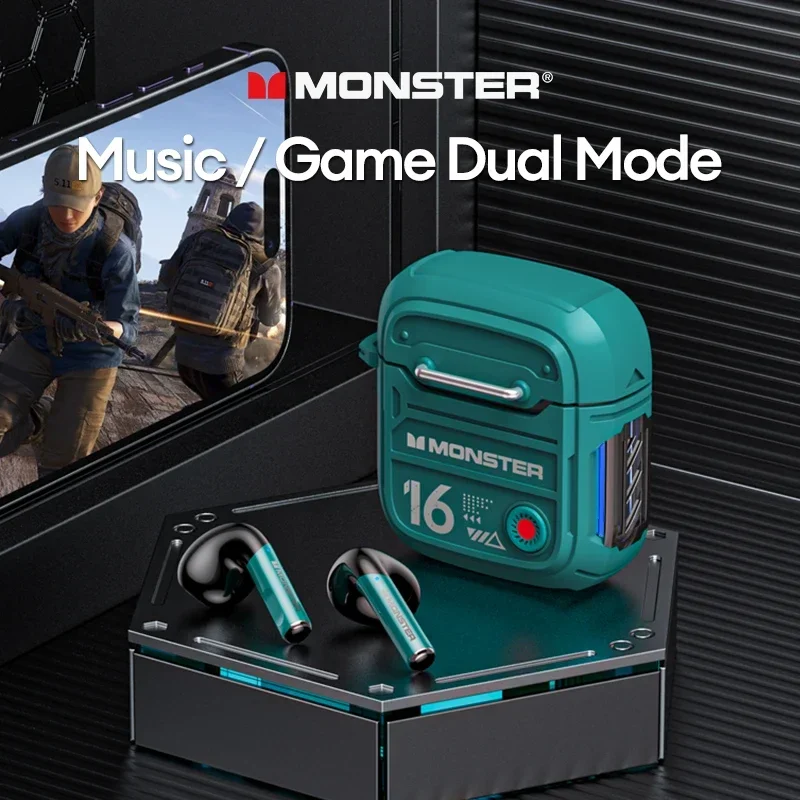 Originele Monster XKT16 TWS Draadloze Bluetooth V5.3 Hoofdtelefoon HD Oproep Koptelefoon Lage Latency Gaming Oordopjes Lange Standby Headset