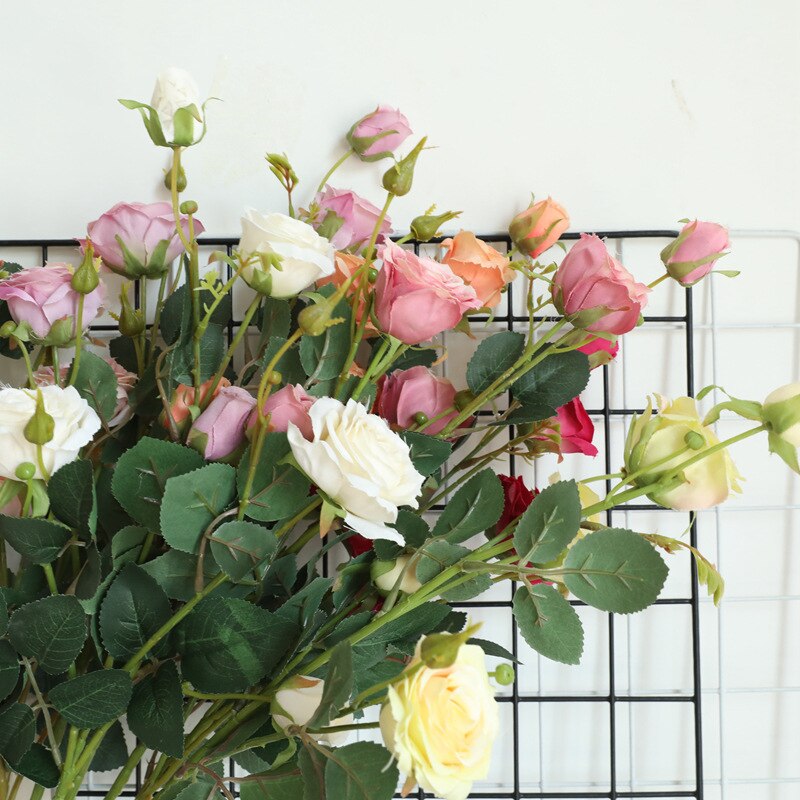 Rose Imitation Flowers INS-Style Home Decoration Wedding Boquet Holder Wall Plant Wall Artificial Flower Dy1-3506