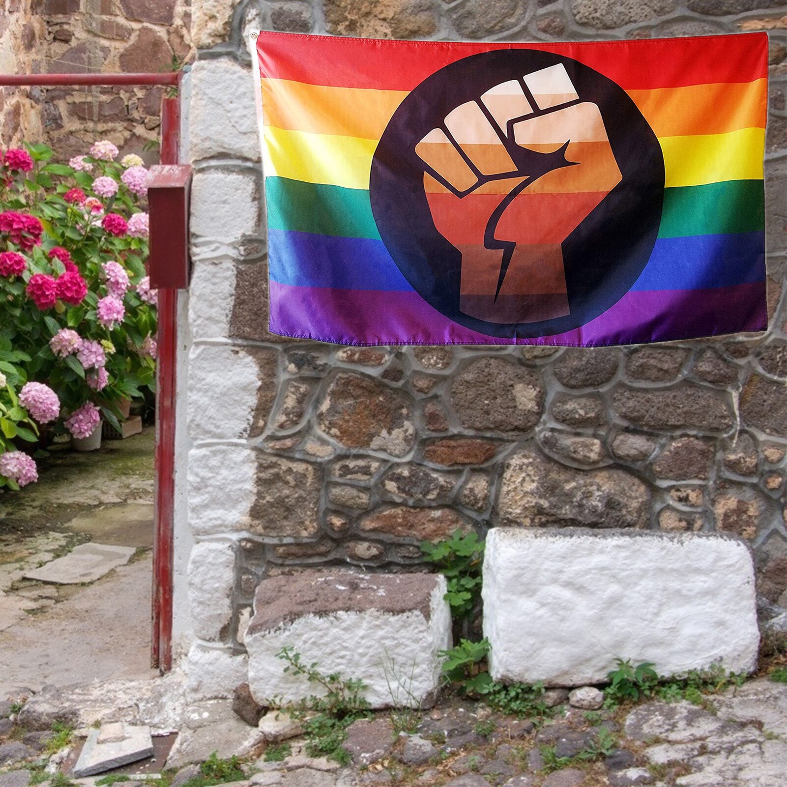 Pride Rainbow Pattern Flag Anti-fading Banner For Outdoor Or Indoor, Copper Ring On The Left Side Easy To Install